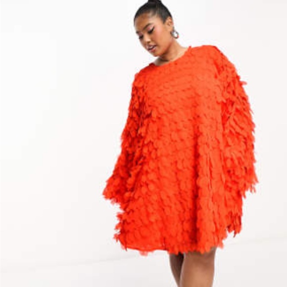 ASOS Edition Curve Petal Batwing Mini Dress - Picture 2 of 5